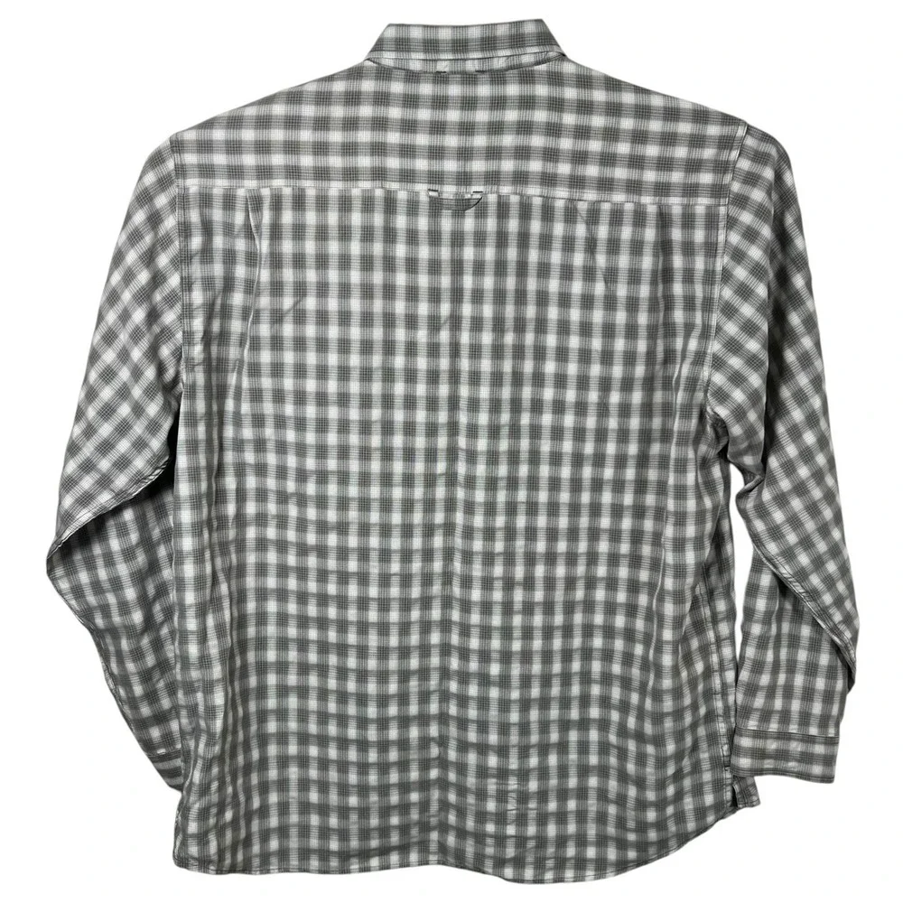 The North Face Mens XL Green Plaid Long Sleeve Button Down Short Zip Pockets